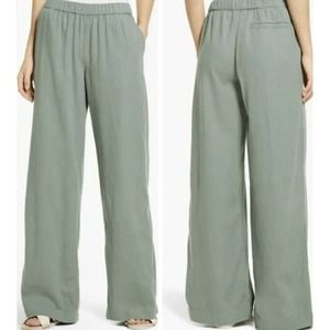New Caslon Wide Leg Pull-on Linen Blend Palazzo Green Pants ~Size XL